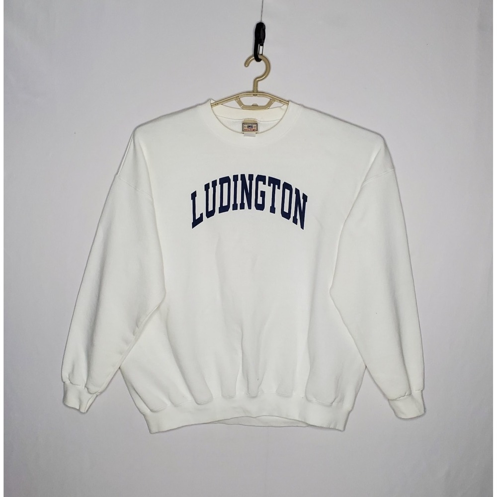 Lee Heavyweight Sweatshirt 2XL Vintage White Ludington Michigan Relaxed Retro